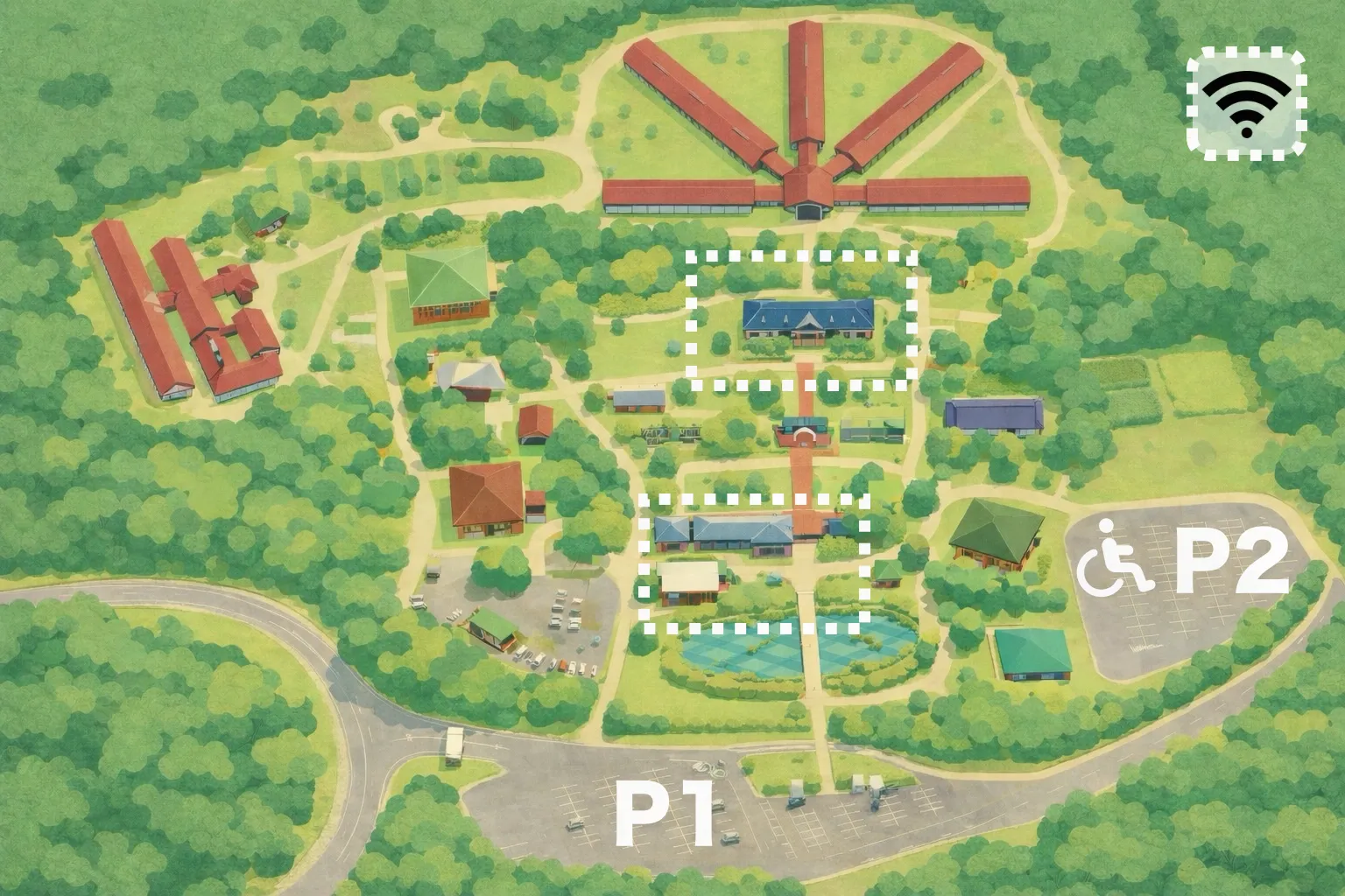 Wi-Fi available around the Prison Cafeteria near the entrance